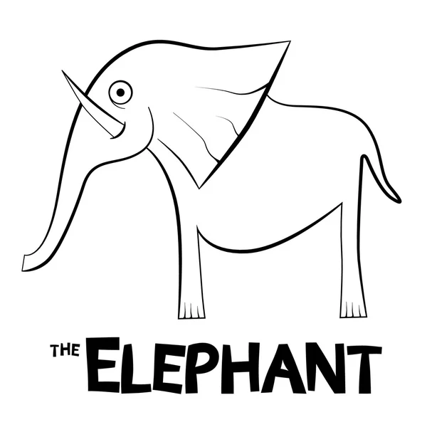 Ilustración del contorno del elefante aislada sobre fondo blanco — Vector de stock