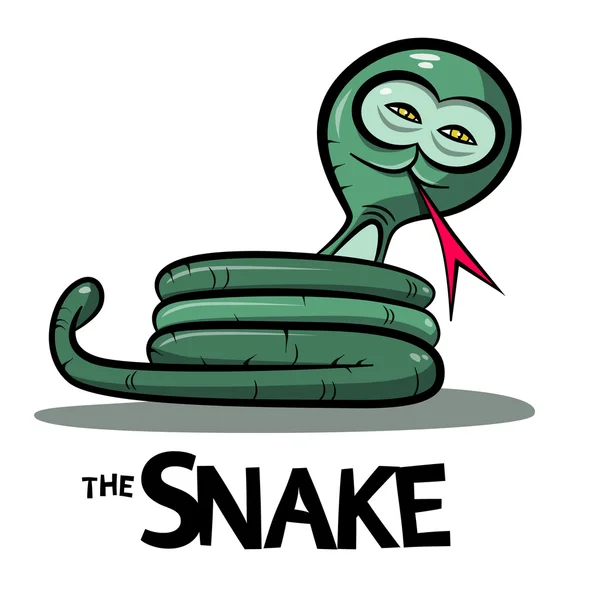 漫画 - 緑ボアをヘビまたは白い背景に分離されてなめる舌でアナコンダ ヘビ — ストックベクタ