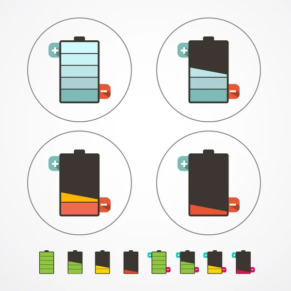 Batterij leven Icons Set geïsoleerd op witte achtergrond — Stockvector