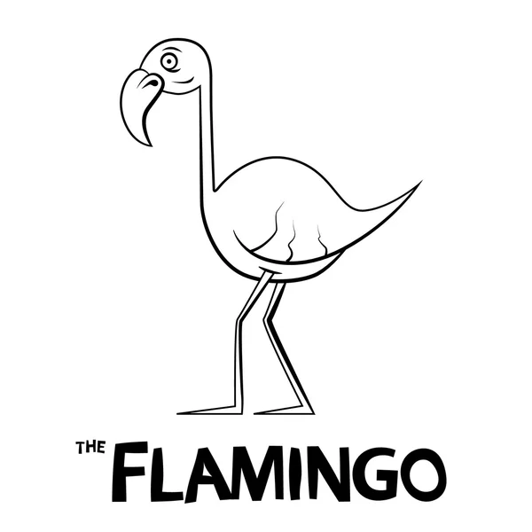 Flamingo Esboço Desenhos animados - Ilustração vetorial — Vetor de Stock