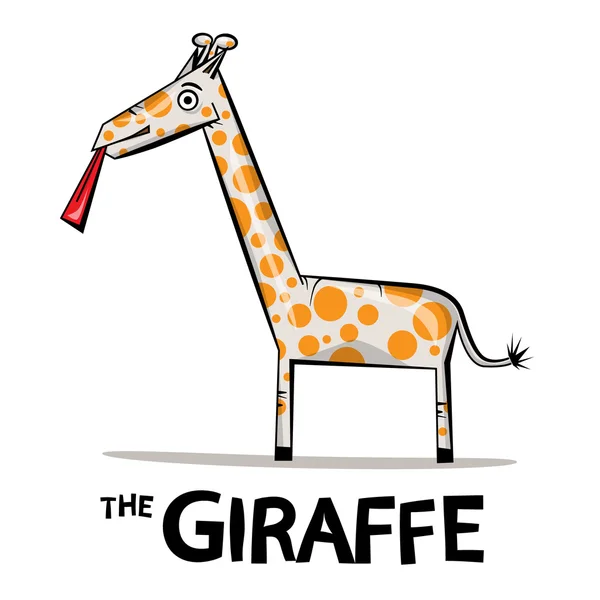 Dibujos animados de jirafa. Ilustración vectorial de la jirafa funky con lengua lamida aislada sobre fondo blanco . — Vector de stock