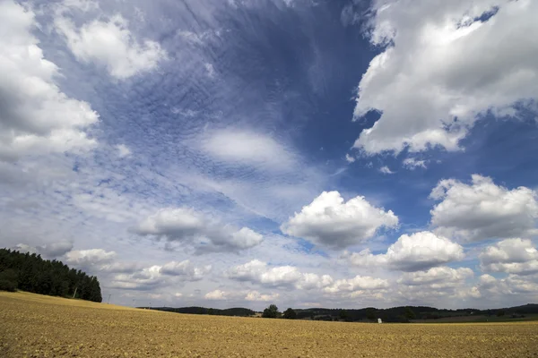 Field after Harvest Summer Wide Angle Landscape View — Stock Photo, Image
