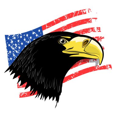 Kartal başını Grunge Amerikan bayrağı - vektör ABD sembolü ile