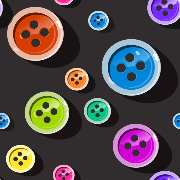 Seamless Buttons. Colorful Button Pattern on Dark Background. Suitable for Web Designs or Cover Prints. — Διανυσματικό Αρχείο