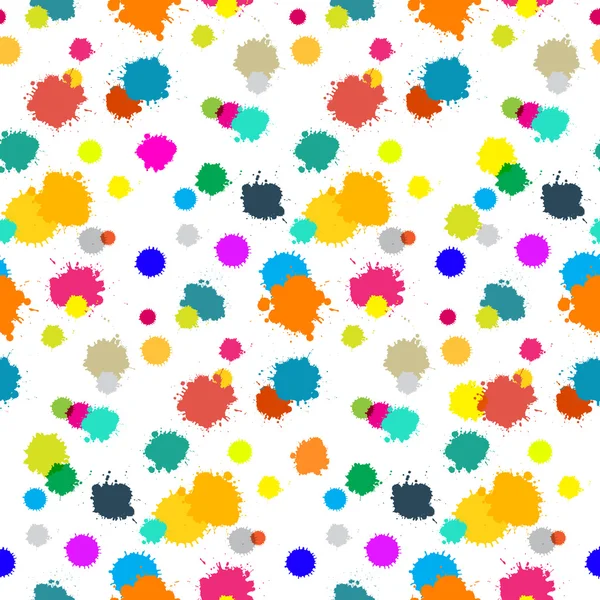 Motif éclaboussures colorées sans couture sur fond blanc — Image vectorielle