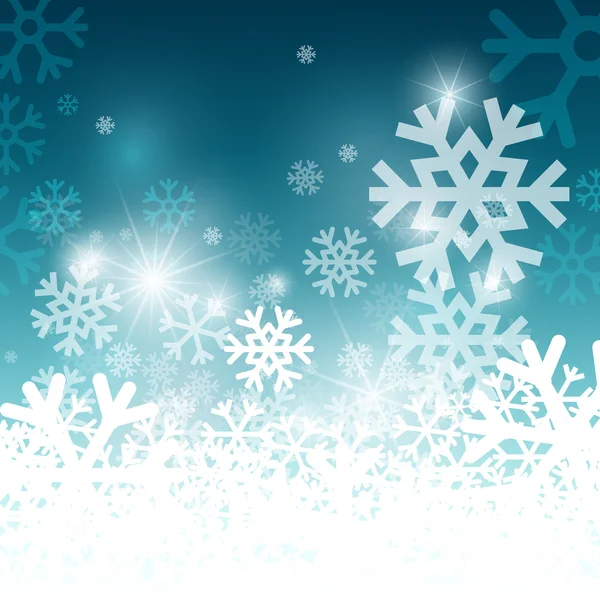 파란색 배경에 눈송이입니다. 크리스마스 패턴입니다. 냉동된 벡터 흐리게 패턴. — 스톡 벡터