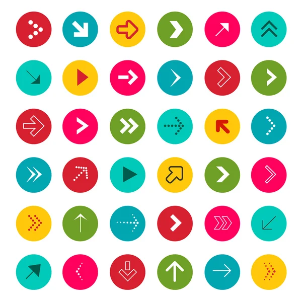 Arrow Signs. Vector Arrows in Colorful Circles Vector. — Stock Vector