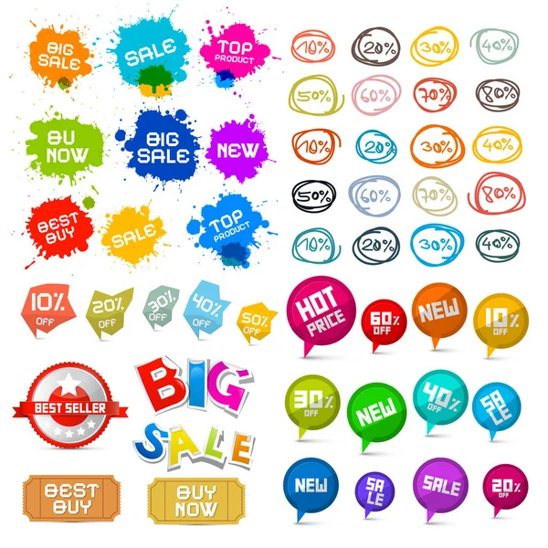 Sale Labels Set. Vector Tags, Stickers and Other Business Icons Isolated on White Background. — Stock Vector