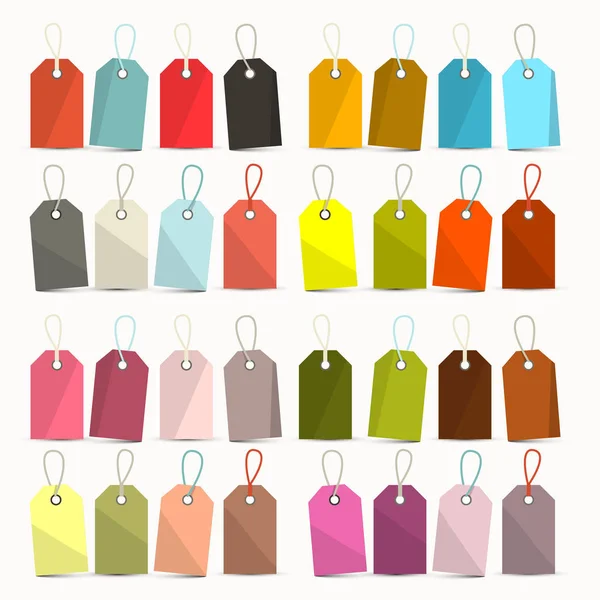 Tags. Colorful Retro Vector Paper Labels Set with Strings - Ropes Isolated on White Background. — Stock Vector