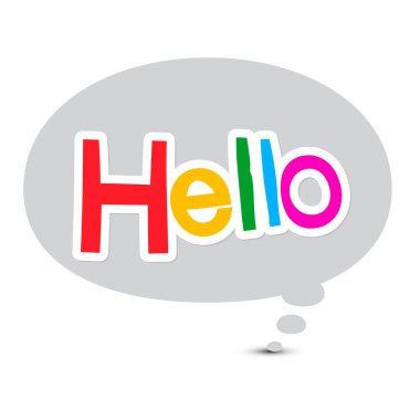 Merhaba. Vektör simge konuşma balonu