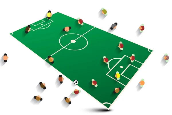 Campo de futebol abstrato com jogadores. Futebol Team Vector Ilustração . — Vetor de Stock
