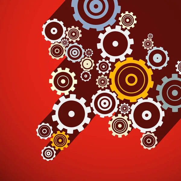 Cogs. Retro Gears Illustration. Vector Paper Clock Parts on Red Background. — Stock Vector