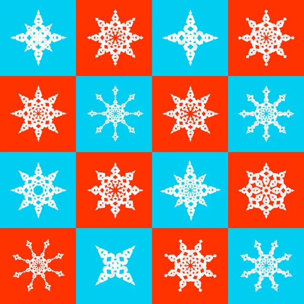 Seamless Origami Snowflakes. Vector Retro Paper Stars. — Stock Vector