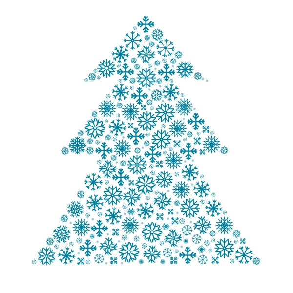 Tree Made from Snowflakes. Winter Vector Nature Christmas Symbol. — Stock Vector