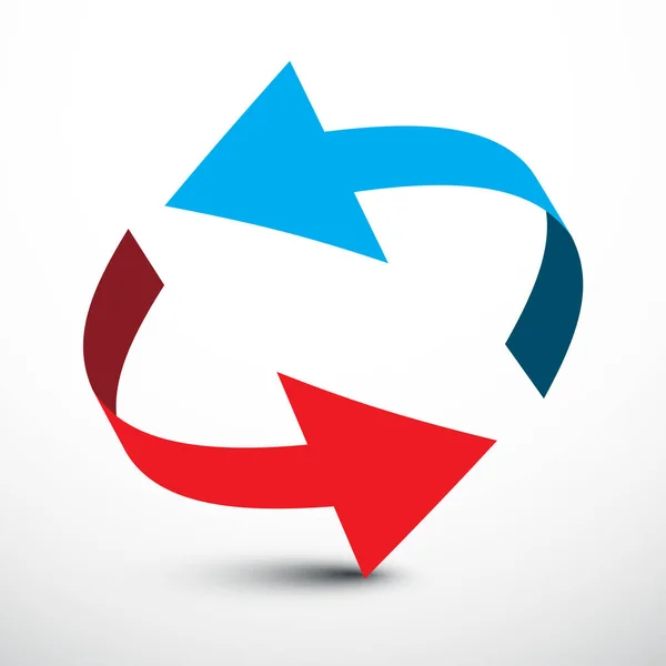 Flèche. Flèches rouges et bleues vectorielles en cercle . — Image vectorielle