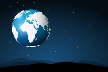 Uzayda Dünya gezegeni. Ay yüzeyine soyut görünümden. Vektör.