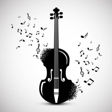 Keman ile notlar. Müzik arka plan. Vektör Caz Festivali kapak tasarımı.