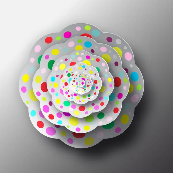 Paper Cut Flower. Top View Abstract Vector Shape. — Stock Vector