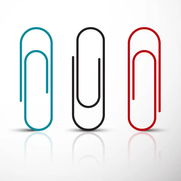 Paperclip. Blauwe, rode en zwarte Clips Set vector. — Stockvector