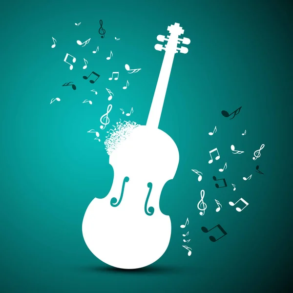 Fondo abstracto de vectores de música. Violín y notas . — Vector de stock