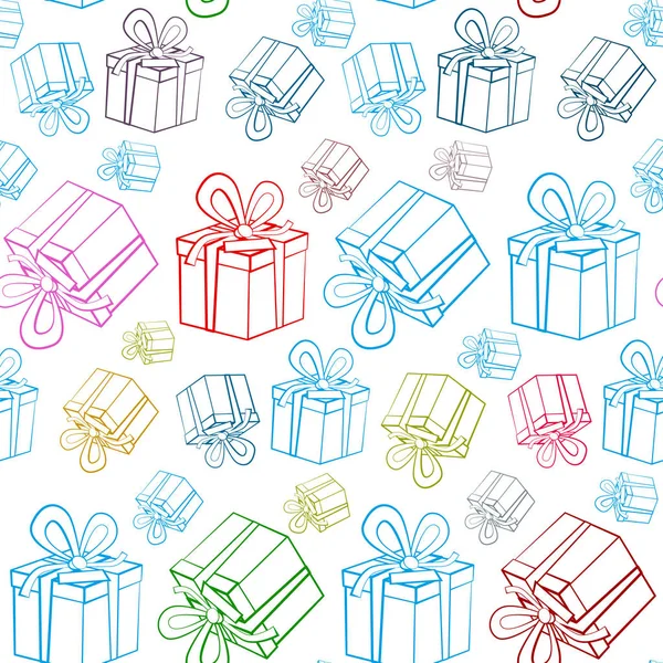 Seamless Gift Boxes Pattern. Vector Present Box Wrapping Paper Background. — Stock Vector