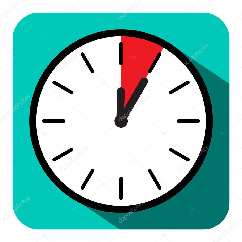 Clock Icon. Vector Retro Flat Design Five Minutes Symbol.