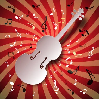 Keman ve notlar Retro müzik vektör arka plan
