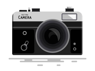Beyaz arka plan üzerinde izole soyut Retro vektör fotoğraf makinesi