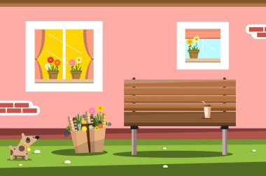 Pembe evde cephe ile Windows ve tezgah