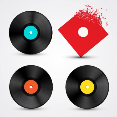 Vinil Lp diskler küme. Retro müzik nesneleri.