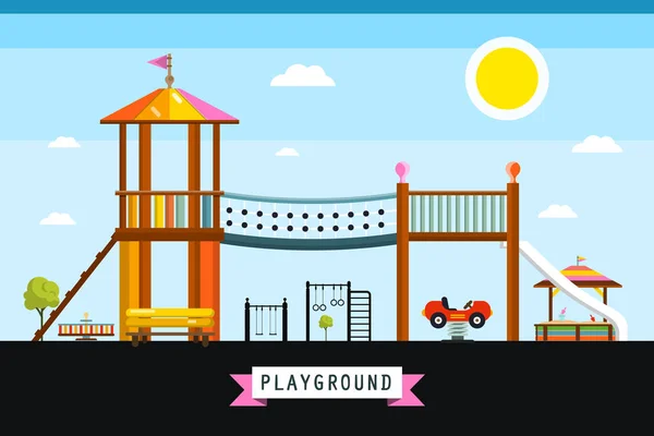 Parco giochi per bambini vettoriale Cartone animato — Vettoriale Stock
