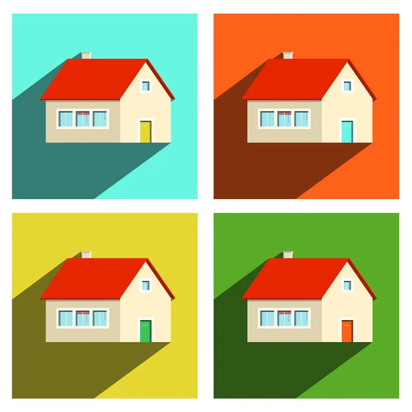 House Flat Icons Set Isolated on white Background — Stock Vector