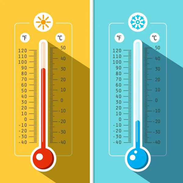Thermometer-Symbole. Hintergründe zur Vektortemperaturmessung — Stockvektor