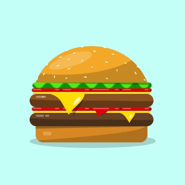 Hamburger. Vektör düz tasarım gıda simgesi.