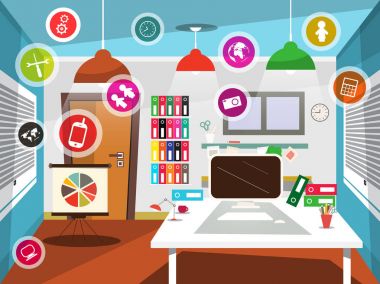 Ofis Oda daire vektör simgeleri ile