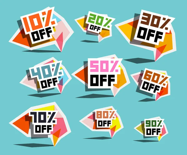 Paper Sale Labels. Discount Prices Tags. — Stock Vector