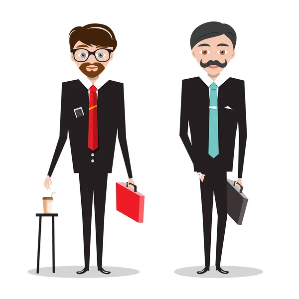 Des hommes en costume d'affaires. Businessmen Cartoon. Personnes vectorielles isolées sur fond blanc . — Image vectorielle