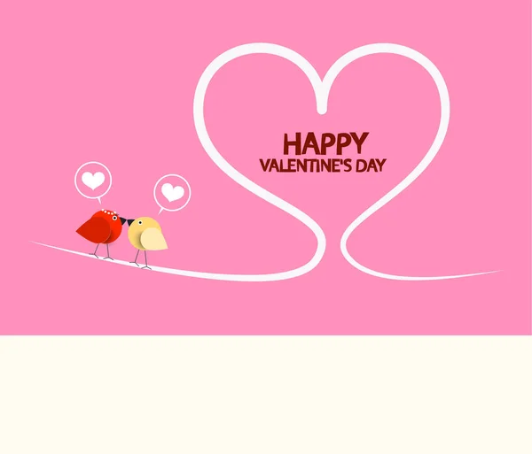 Hyvää ystävänpäivää. Vektori Vaaleanpunainen Tervehdys kortti Kissing Birds ja Heart Symbol . — vektorikuva