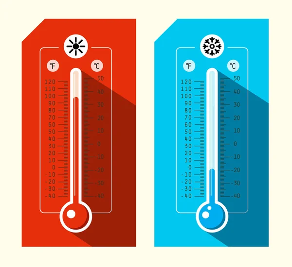 Thermometer-Symbole. Symbole für heißes und kaltes Vektorwetter. — Stockvektor