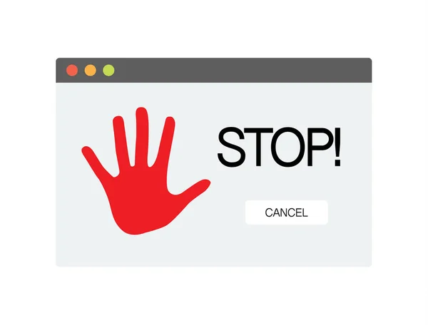 Stop Sign pada Layar Komputer. Simbol Vektor Terisolasi di Latar Belakang Putih . - Stok Vektor