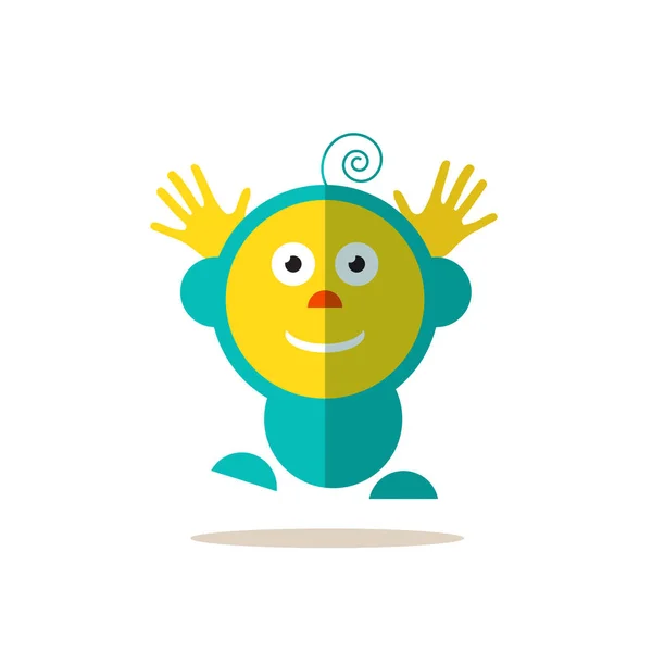 Jumping Baby. Funky Vector Flat Avatar Isolated. — Stock Vector