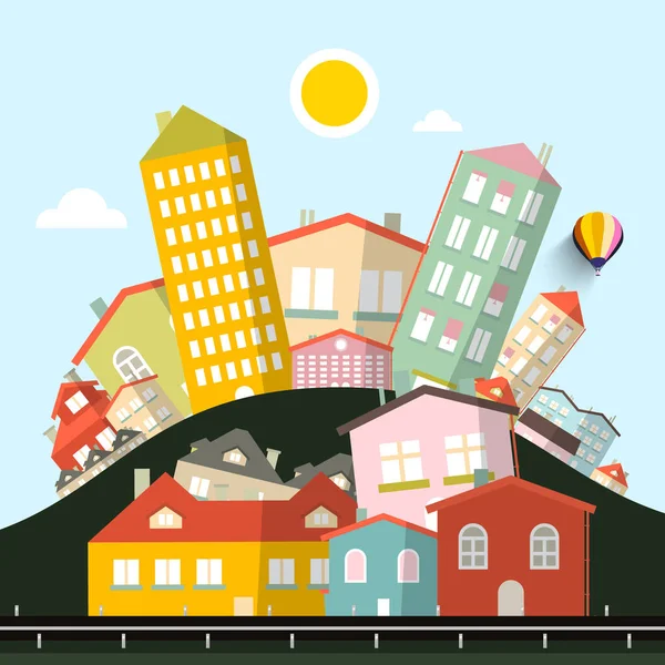 Funky Houses Vector Paisaje abstracto . — Vector de stock