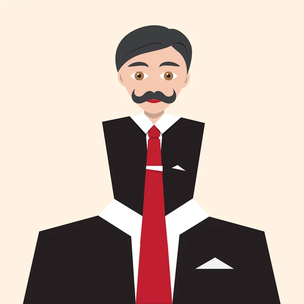 Businessman Flat Abstract Avatar. Man in Suit with Tie. Vector. — Stock Vector