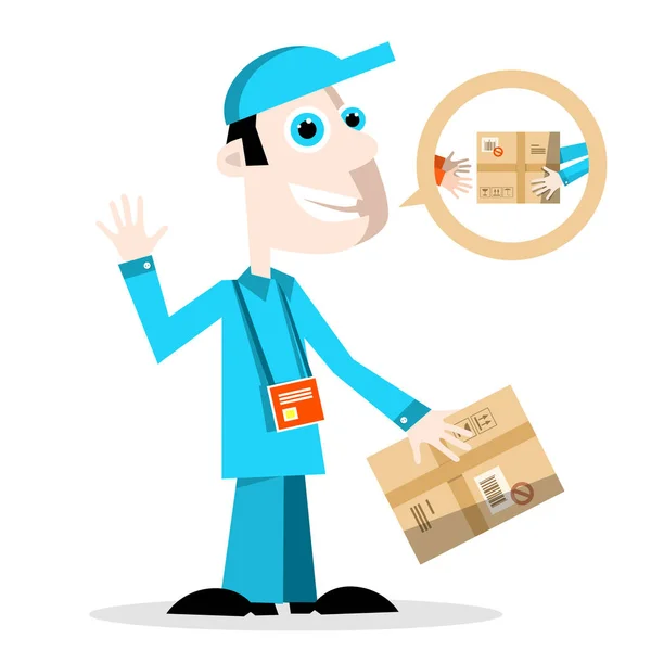 Delivery Man with Parcel. Vector. — Stock Vector