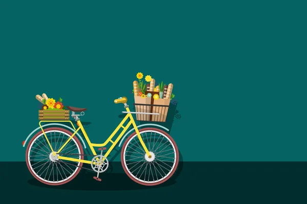 Geel fiets met lege ruimte — Stockvector