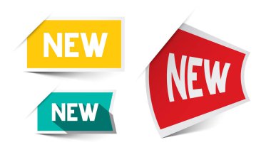 Yeni kağıt vektör Etiketler üzerinde izole beyaz arka plan belirleme