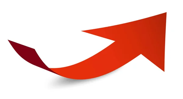 Símbolo de flecha roja. Icono de flecha de papel doblado aislado sobre fondo blanco . — Vector de stock