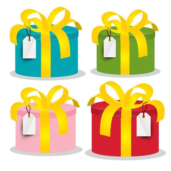 Conjunto de cajas de regalo de papel colorido aislado sobre fondo blanco . — Vector de stock