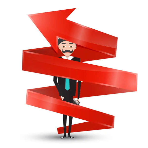 Man in Suit Inside Red Arrow — Stock Vector