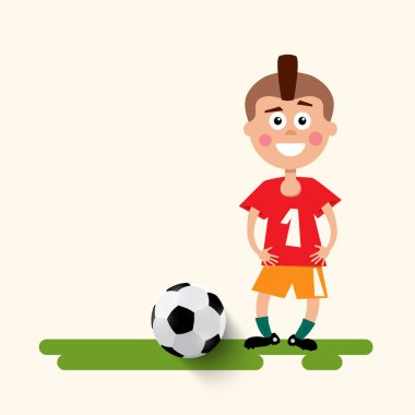 Çocuk futbol topu ile. Vektör düz tasarım Futbol Spor sembolü.